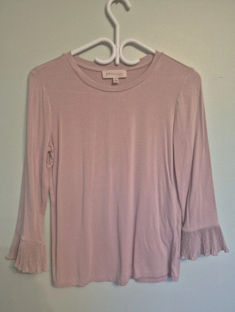 Anthropologie Philosophy Women's Feminine Pink Top W Ruffle Sleeve Size Small - Picture 2 of 5